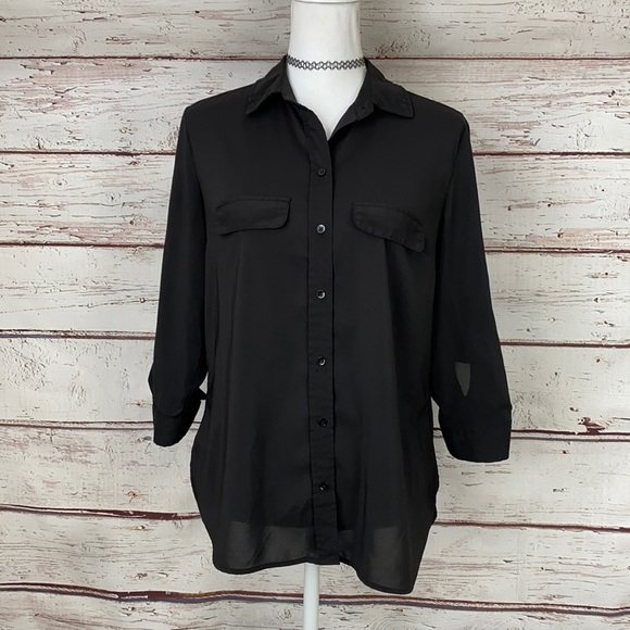 White Stag Tops - White Stag Black Small Button Up